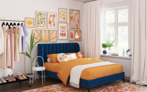 Novo Annie Fabric Bed Frame, Superking, Blue Velvet