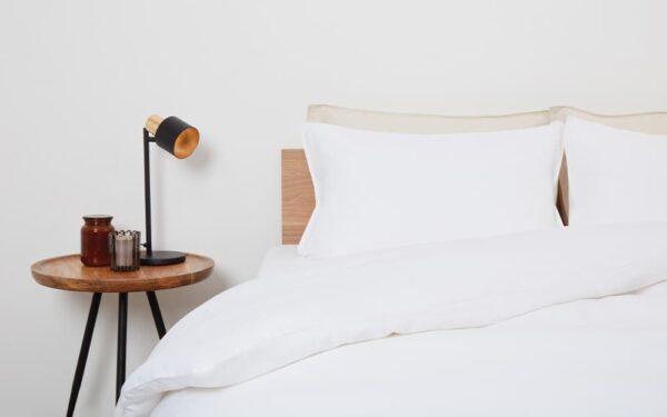 Panda Bamboo and French Linen Bedding Set, King Size, Coconut White